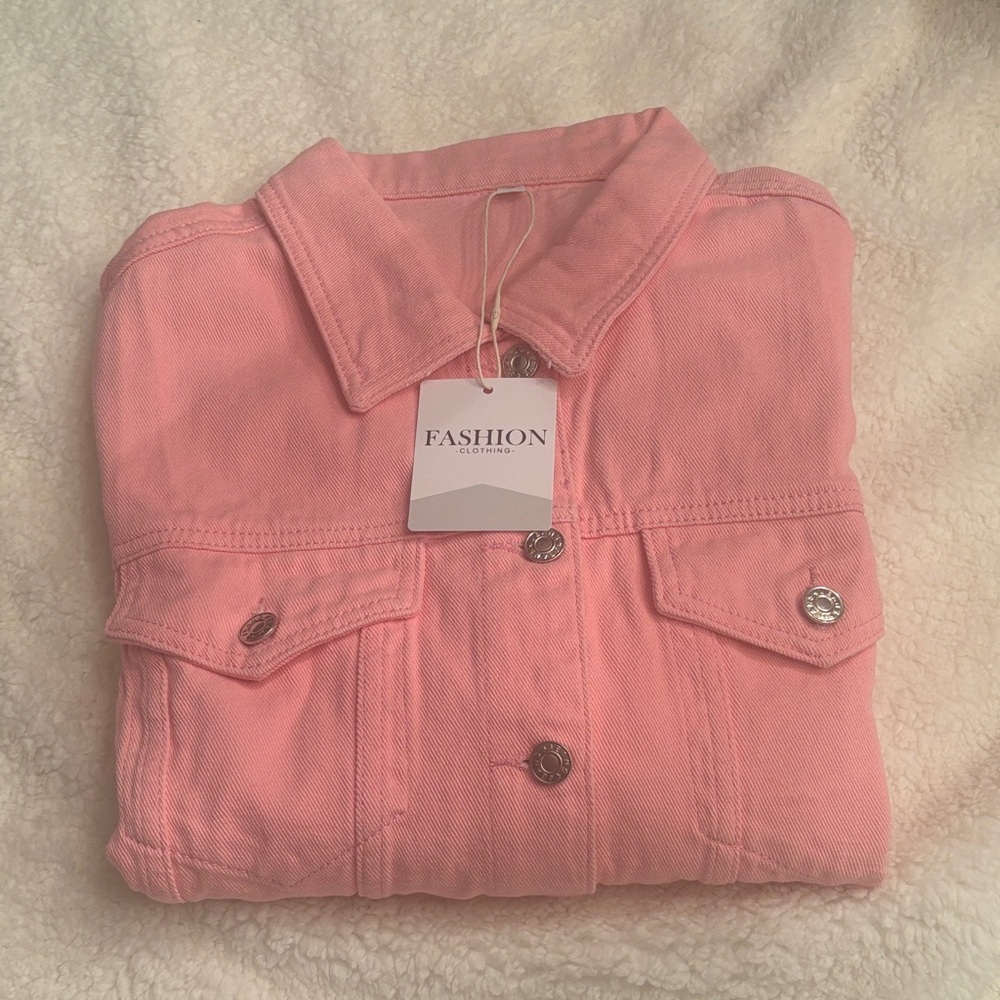 Colored denim is in! GREAT FOR SPRING/BREEZY NIGHTS! Pink Jean Jacket for Women